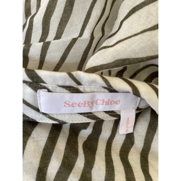 See By Chloé Women's Zebra Striped Blouse - White Brown - Picture 4 of 6